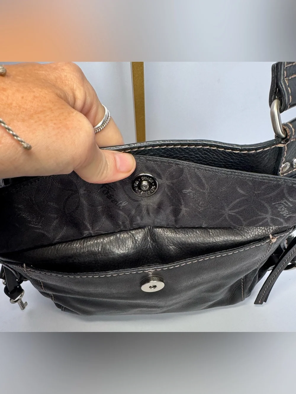 Fossil black leather purse